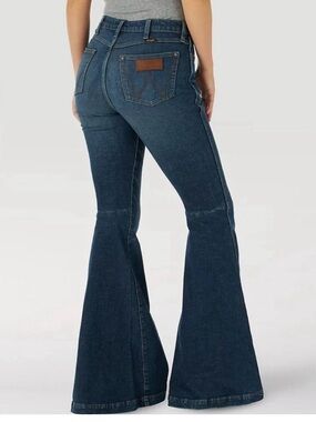 Wrangler Dark Blue High-Rise Flare Jeans